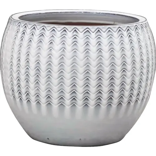 Wester 8.5 In. Dia. White Ceramic High Gloss Planter