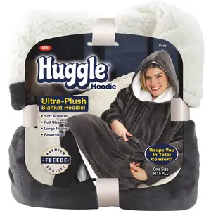 Huggle HHGR-MC12/3 Fleece Blanket Hoodie Gray