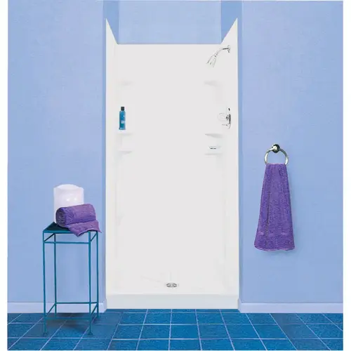 Durawall 48 In. x 71.5 In. x 42 In. Alcove Shower Wall Set in White (5-Piece)