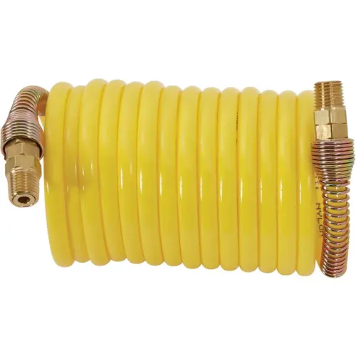 ReKoil 1/4 In. x 12 Ft. Nylon Air Hose with 1/4 In. MNPT Swivel Fittings Yellow ReKoil 1/4 In. x 12 Ft. Nylon Air Hose with 1/4 In. MNPT Swivel Fittings Yellow