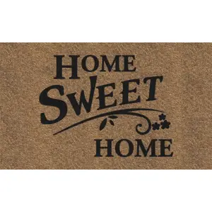 Americo Home 77FLHSH830 18 In. x 30 In. Home Sweet Home Koko Faux Coir Entrance Mat Tan/Black