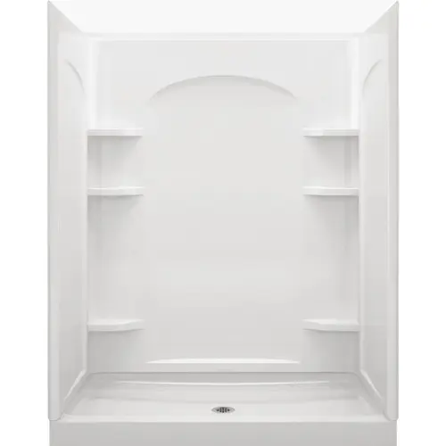 Ensemble 72-1/2 In. H. x 34 In. D. White Vikrell Curved Shower End Wall