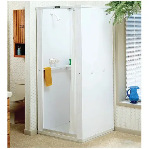 Durastall 32-5/8 In. x 32-5/8 In. x 75-3/8 In. White Co-polymer Plastic Shower Stall Durastall 32-5/8 In. x 32-5/8 In. x 75-3/8 In. White Co-polymer Plastic Shower Stall