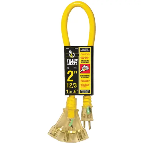 2 Ft. 12/3 Contractor Grade Power Block Extension Cord Yellow 2 Ft. 12/3 Contractor Grade Power Block Extension Cord Yellow