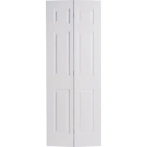 30 In. W x 79 In. H Textured Hardboard Primed White 6-Panel 2-Door Bifold Door