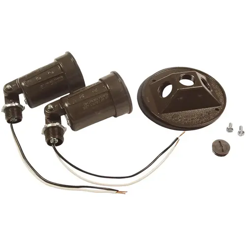 150W Aluminum Round Double Bronze Weatherproof Outdoor Lampholder with Cover, Shrink Wrapped 150W Aluminum Round Double Bronze Weatherproof Outdoor Lampholder with Cover, Shrink Wrapped