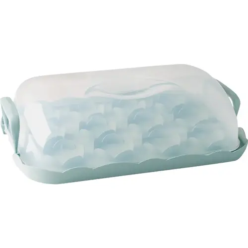 Reversible Cake & Cupcake Carrier Clear/Sage