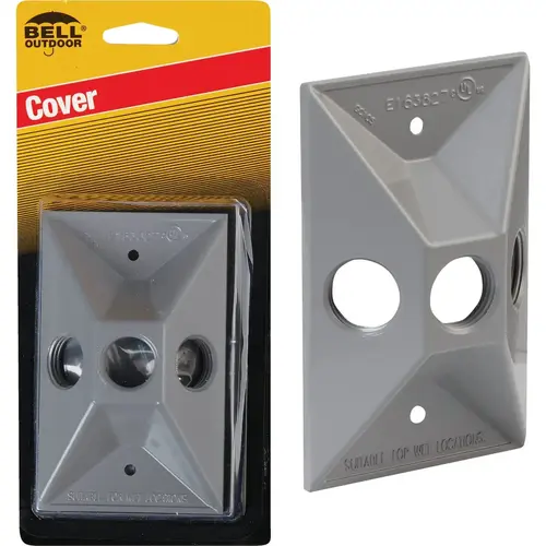 3-Outlet Rectangular Zinc Gray Cluster Weatherproof Outdoor Box Cover 3-Outlet Rectangular Zinc Gray Cluster Weatherproof Outdoor Box Cover