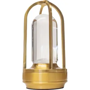 Westek BL-1BRIS-SG Amerelle Bristol Satin Gold Rechargeable Indoor/Outdoor LED Lamp