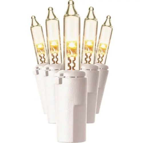 100 Lt Staylit Traditional Glow Glass LED Mini Warm White. White Wire