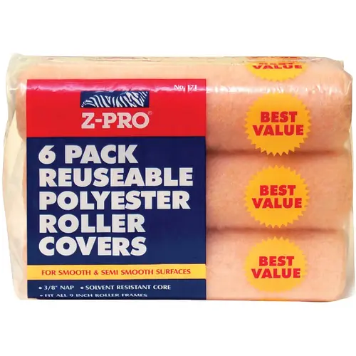 Z-Pro Zebra 9 In. x 3/8 In. Reusable Knit Fabric Roller Cover - pack of 6 Z-Pro Zebra 9 In. x 3/8 In. Reusable Knit Fabric Roller Cover - pack of 6