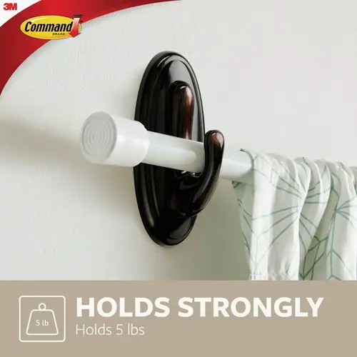 Oil Rubbed Bronze Curtain Rod Hook, 2 Hooks, 2 Strips