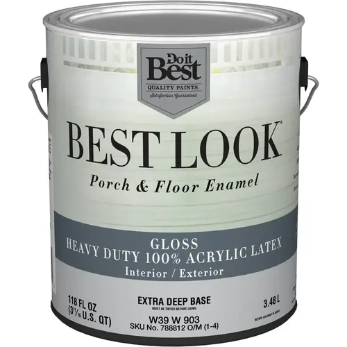 Best Look 1 Gal. Extra Deep Base Heavy-Duty Acrylic Latex Gloss Porch & Floor Enamel Best Look 1 Gal. Extra Deep Base Heavy-Duty Acrylic Latex Gloss Porch & Floor Enamel