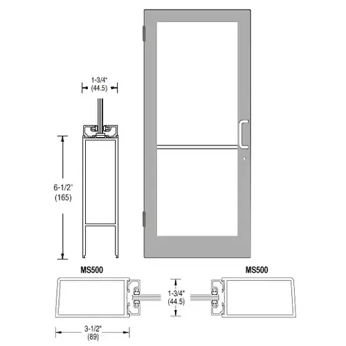 Clear Anodized 400 Series Medium Stile (LHR) HLSO Single 3'0 x 7'0 Offset Hung with Butt Hinges for Surf Mount Closer Complete Door Std. MS Lock & Bottom Rail Clear Anodized 400 Series Medium Stile (LHR) HLSO Single 3'0 x 7'0 Offset Hung with Butt Hinges for Surf Mount Closer Complete Door Std. MS Lock & Bottom Rail