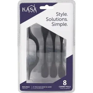 KasaWare K9973MB-8 Spoon Foot Cabinet Pull, 5 in L Handle, 15/16 in Projection, Zinc, Matte Black - pack of 8