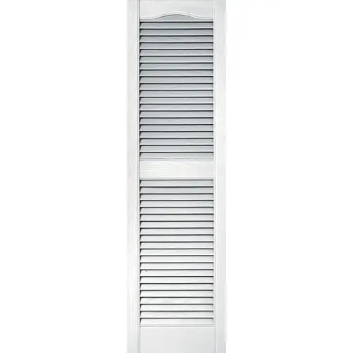 15 In. x 52 In. Vinyl Louvered Shutter, White - pack of 2