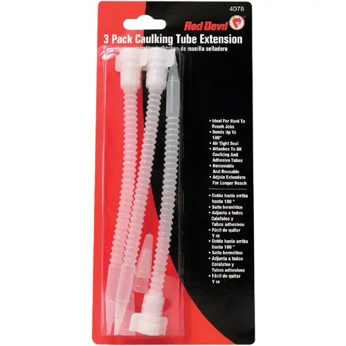 Caulking Tube Extensions Clear - pack of 3
