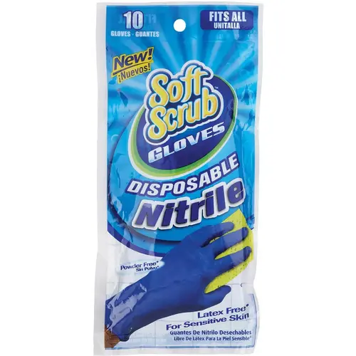 1 Size Fits All Nitrile Disposable Glove Blue - pack of 10