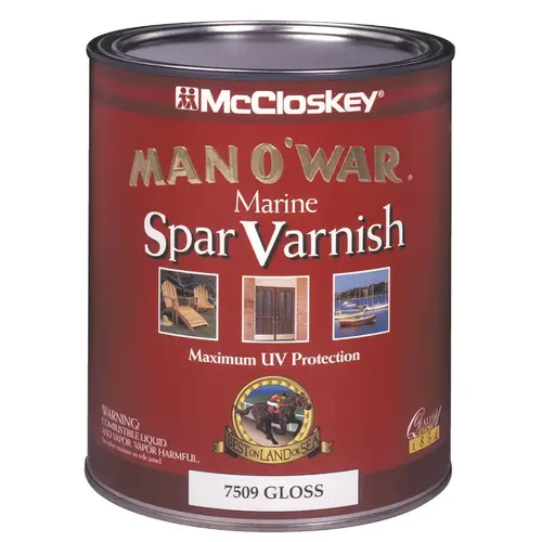 Man O'War Gloss Spar Marine Interior & Exterior Varnish, Quart Clear
