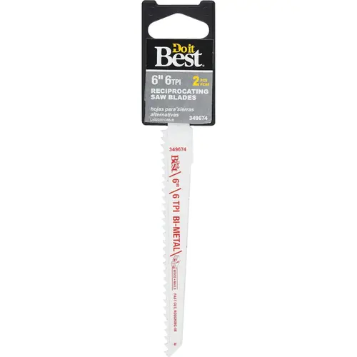 Bi-Metal 6 In. 6 TPI Wood w/Nails Reciprocating Saw Blade - pack of 2 Bi-Metal 6 In. 6 TPI Wood w/Nails Reciprocating Saw Blade - pack of 2