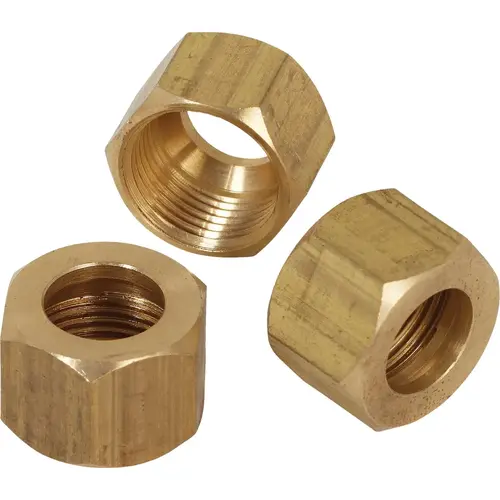 1/4 In. OD Brass Compression Nut - pack of 3 1/4 In. OD Brass Compression Nut - pack of 3