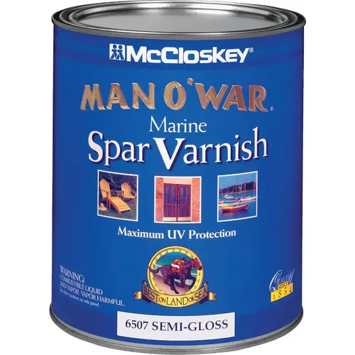 Man O'War VOC Semi-Gloss Spar Interior & Exterior Varnish, Quart Clear