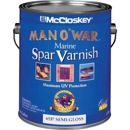 Man O'War Semi Gloss Low VOC Marine Spar Interior & Exterior Varnish, Gallon Clear