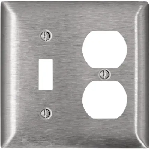 2-Gang Stainless Steel Single Toggle/Duplex Magnetic C-Series Wall Plate, Stainless Steel 2-Gang Stainless Steel Single Toggle/Duplex Magnetic C-Series Wall Plate, Stainless Steel