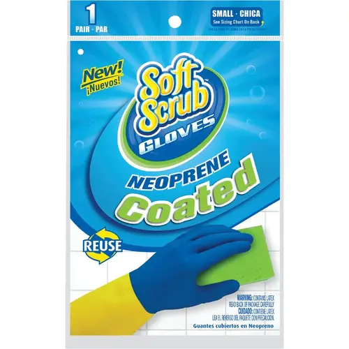 Small Neoprene Coated Latex Rubber Glove Blue & Yellow