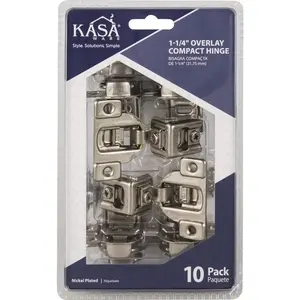 KasaWare KFHCN114-A-10 KasaWare Hinge, 1-1/4 in Overlay, Nickel, 10/PK - pack of 10