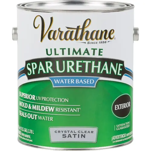 Satin Clear Water Based Exterior Spar Urethane, 1 Gal. Satin Clear Water Based Exterior Spar Urethane, 1 Gal.