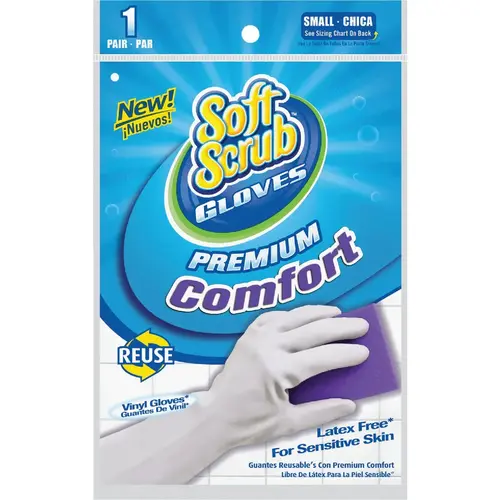 Small Premium Comfort Vinyl Rubber Glove White