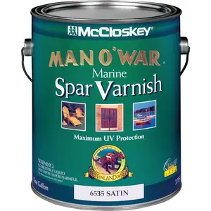 McCloskey 080.0006535.007 Man O'War Satin Low VOC Marine Spar Interior & Exterior Varnish, Gallon Clear