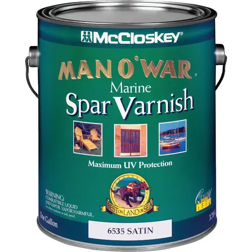 Man O'War Satin Low VOC Marine Spar Interior & Exterior Varnish, Gallon Clear