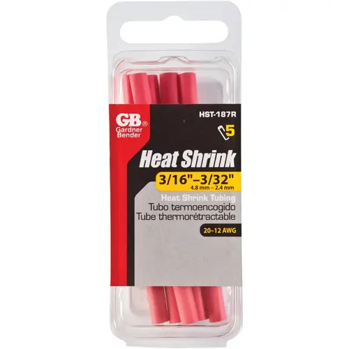 Thin-Wall Polyolefin 3/16 In. x 4 In. Heat Shrink Tubing Red