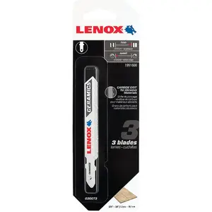 Lenox 1991608 T-Shank 3-1/2 In. Carbide Grit Edge Jig Saw Blade, Ceramics - pack of 3