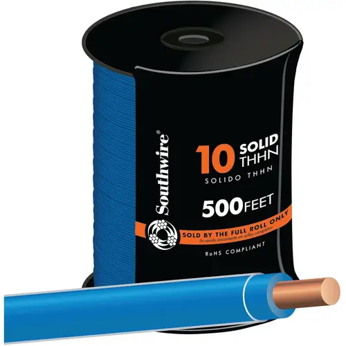 500 Ft. 10 AWG Solid Blue THHN Electrical Wire 500 Ft. 10 AWG Solid Blue THHN Electrical Wire