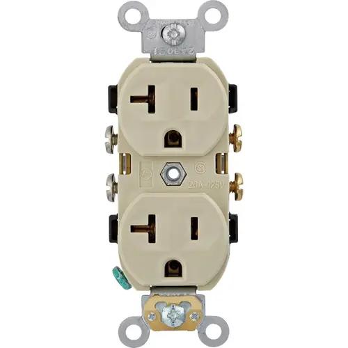 20A Ivory Commercial Grade 5-20R Combination Side Back Wire Duplex Outlet 20A Ivory Commercial Grade 5-20R Combination Side Back Wire Duplex Outlet
