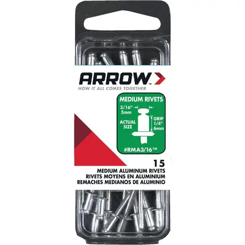 3/16 In. x 1/4 In. Aluminum Rivet (15-Count)
