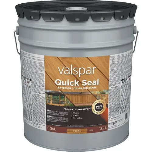 Valspar Quick Seal Exterior Stain, Semi-Transparent, Pecan, Liquid, 5 gal Valspar Quick Seal Exterior Stain, Semi-Transparent, Pecan, Liquid, 5 gal