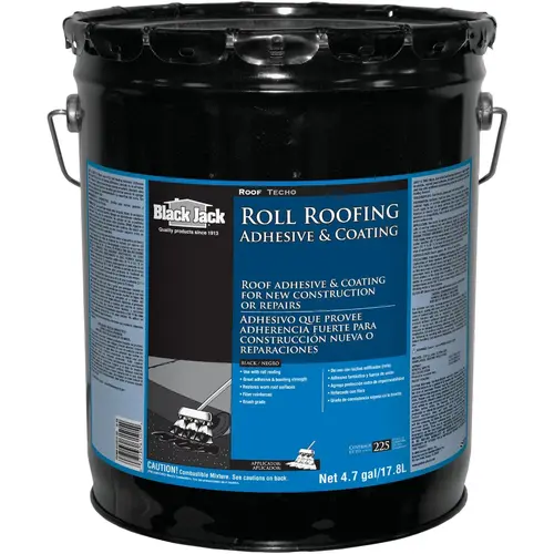 Roll Roofing Adhesive, Black, Liquid, 5 gal