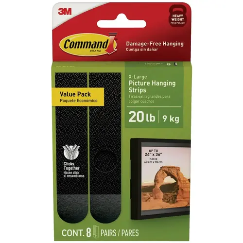 20 Lb. Black Picture Hanging Strips, 8 Pairs 20 Lb. Black Picture Hanging Strips, 8 Pairs