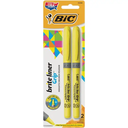 Brite Liner Grip Chisel Tip Yellow Highlighter - pack of 2