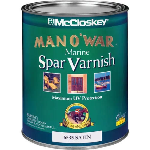 Man O'War Satin Low VOC Marine Spar Interior & Exterior Varnish, Quart Clear