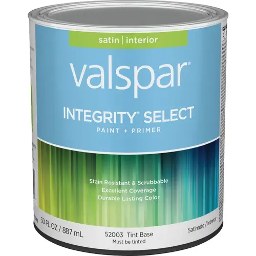 Integrity Select Paint & Primer Satin Interior Paint, Tint Base, 1 Qt. Integrity Select Paint & Primer Satin Interior Paint, Tint Base, 1 Qt.