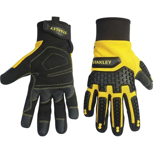 Impact Pro Men's Large Synthetic Leather High Performance Glove Black & Yellow Pair Impact Pro Men's Large Synthetic Leather High Performance Glove Black & Yellow Pair