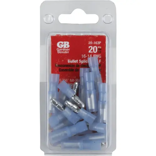 16 to 14 AWG Male/Female Fully-Insulated Bullet Connector Pair - pack of 20 16 to 14 AWG Male/Female Fully-Insulated Bullet Connector Pair - pack of 20