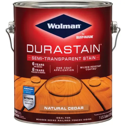 DuraStain One Coat Semi-Transparent Wood Exterior Stain, Natural Cedar 1 Gal.