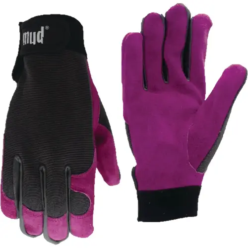 Women's Medium/Large Split Leather Magenta High Dexterity Garden Glove Pair Women's Medium/Large Split Leather Magenta High Dexterity Garden Glove Pair