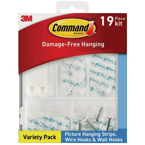 Clear Strips, Wire Hooks & Wall Hooks Variety Kit, 53-Pack - pack of 53 Clear Strips, Wire Hooks & Wall Hooks Variety Kit, 53-Pack - pack of 53